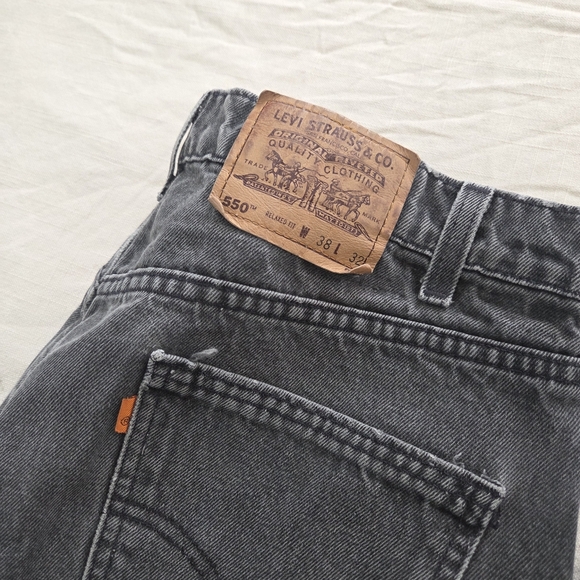 Vintage Levis 550 Fit Faded Black Jeans Orange Tab 34 Inch Waist 38×32 - Picture 2 of 11